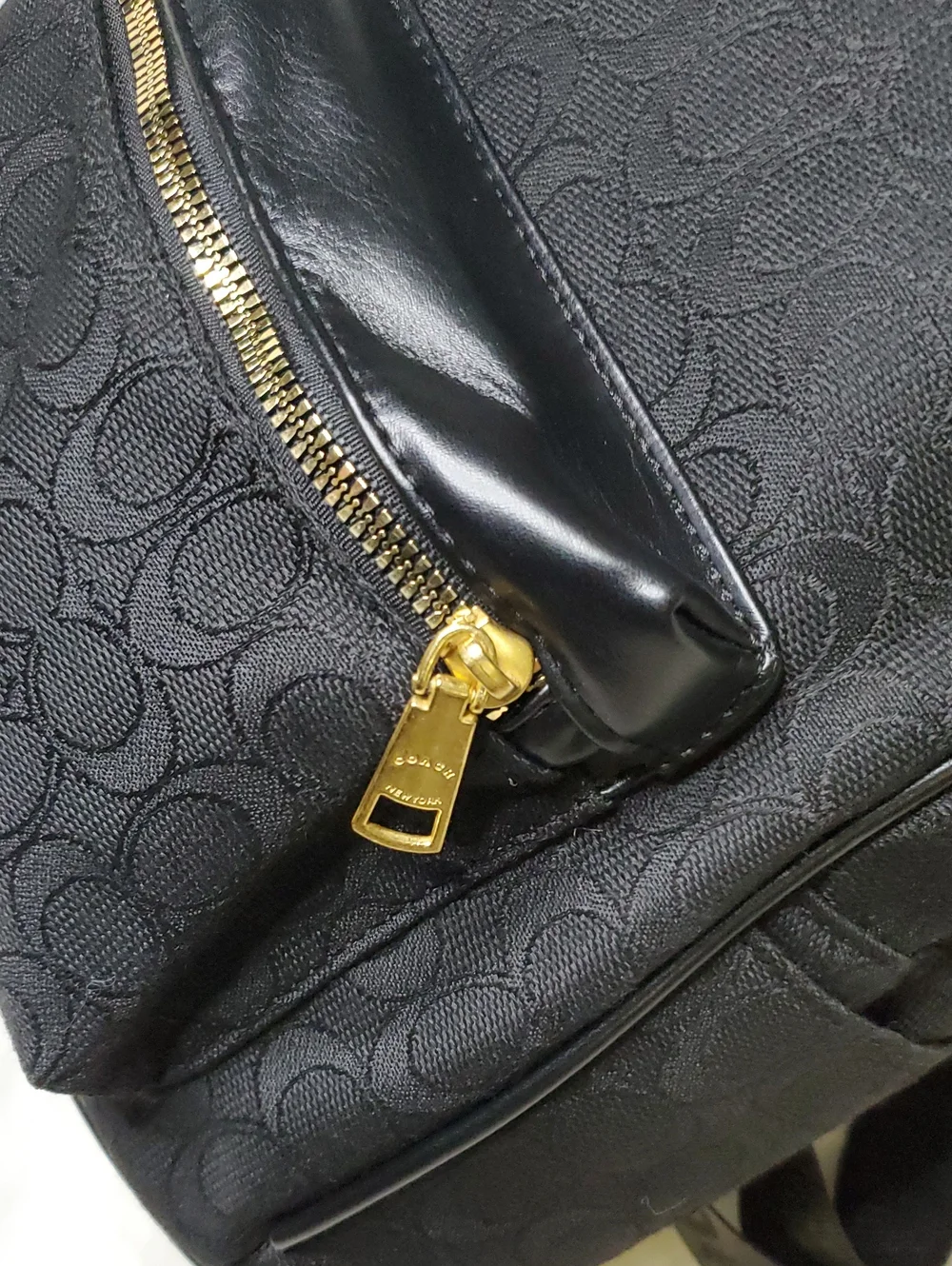 Coach Black Signature Mini Backpack with Gold Hardware